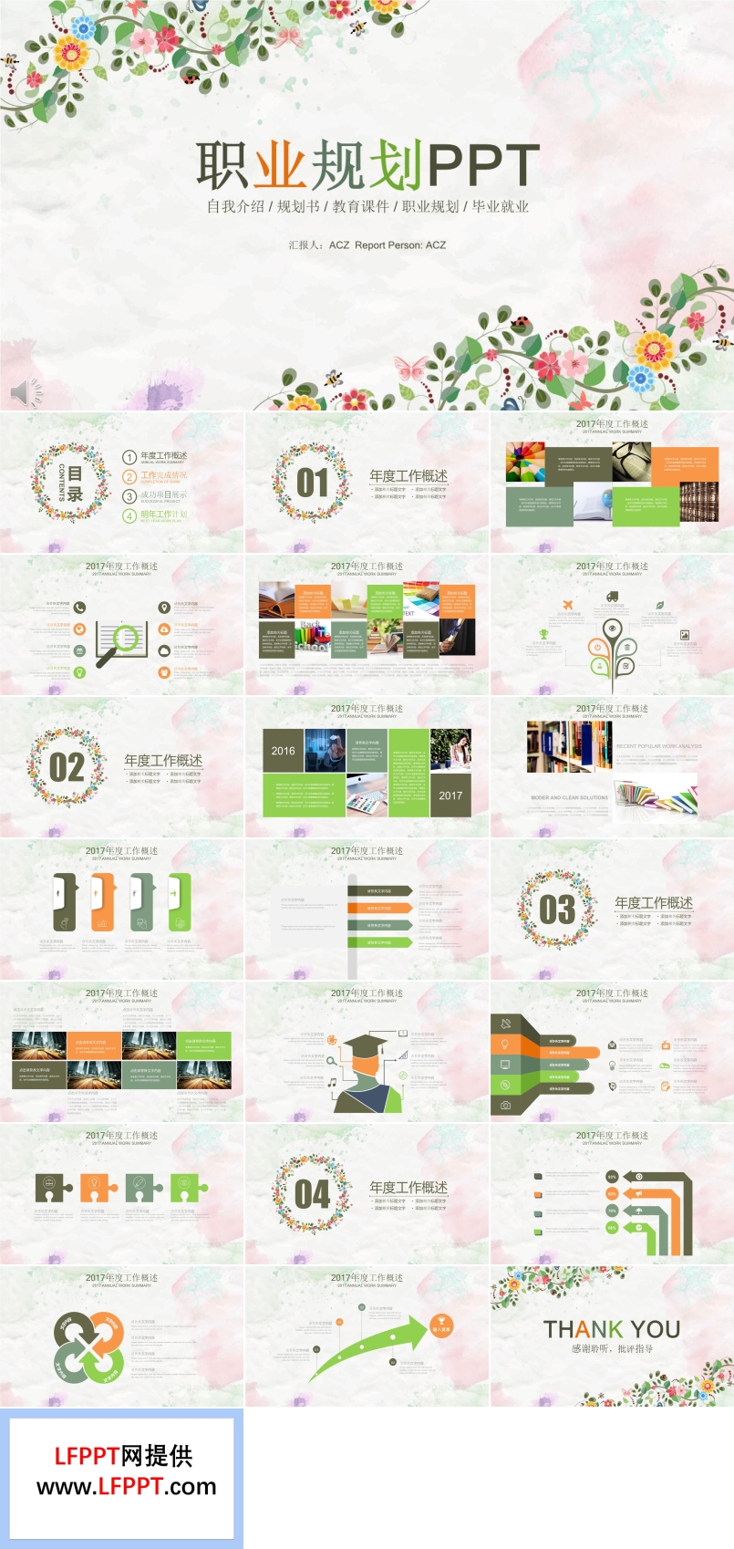 小清新花邊風格職業(yè)規(guī)劃PPT