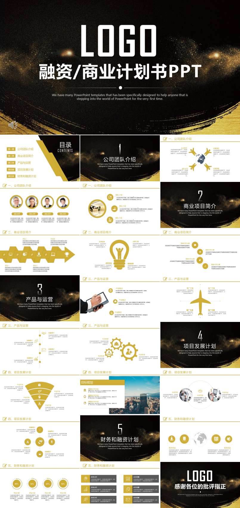 黑金風格融資投資商業(yè)計劃規(guī)劃策劃書PPT