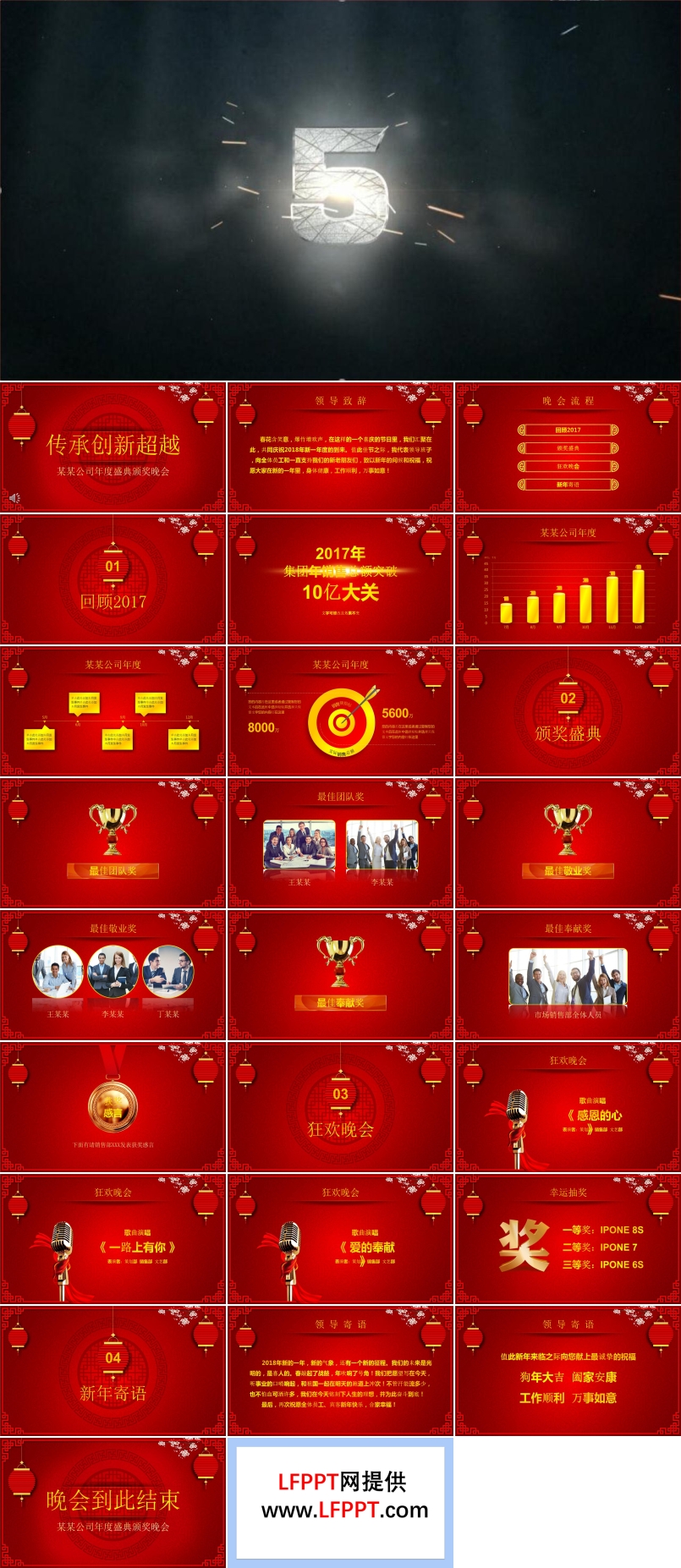 高端特效動畫開場公司年度盛典頒獎晚會PPT模板