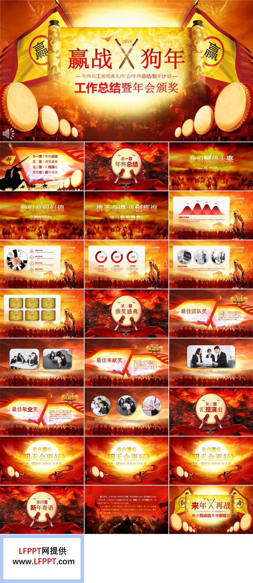 2018贏戰(zhàn)狗年工作總結(jié)暨年會晚會頒獎(jiǎng)典禮PPT模板