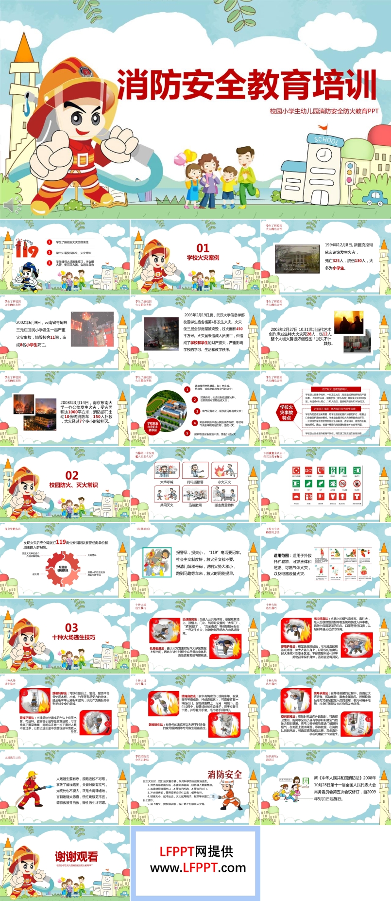 校園小學生幼兒園消防安全防火教育PPT模板