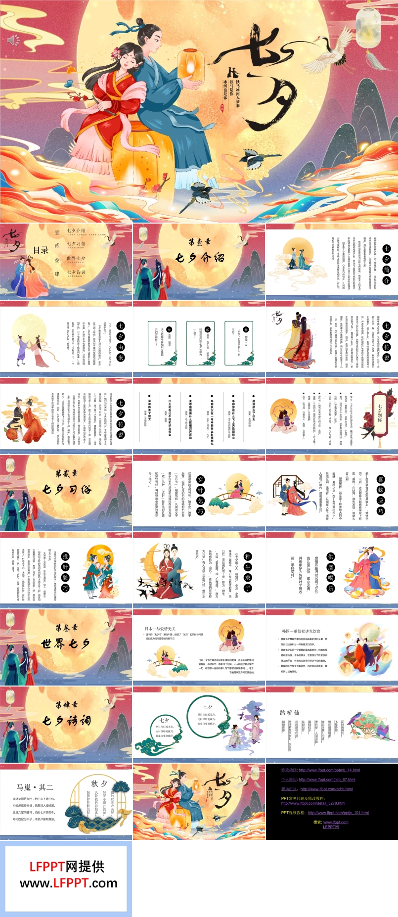 中國風七夕介紹PPT模板
