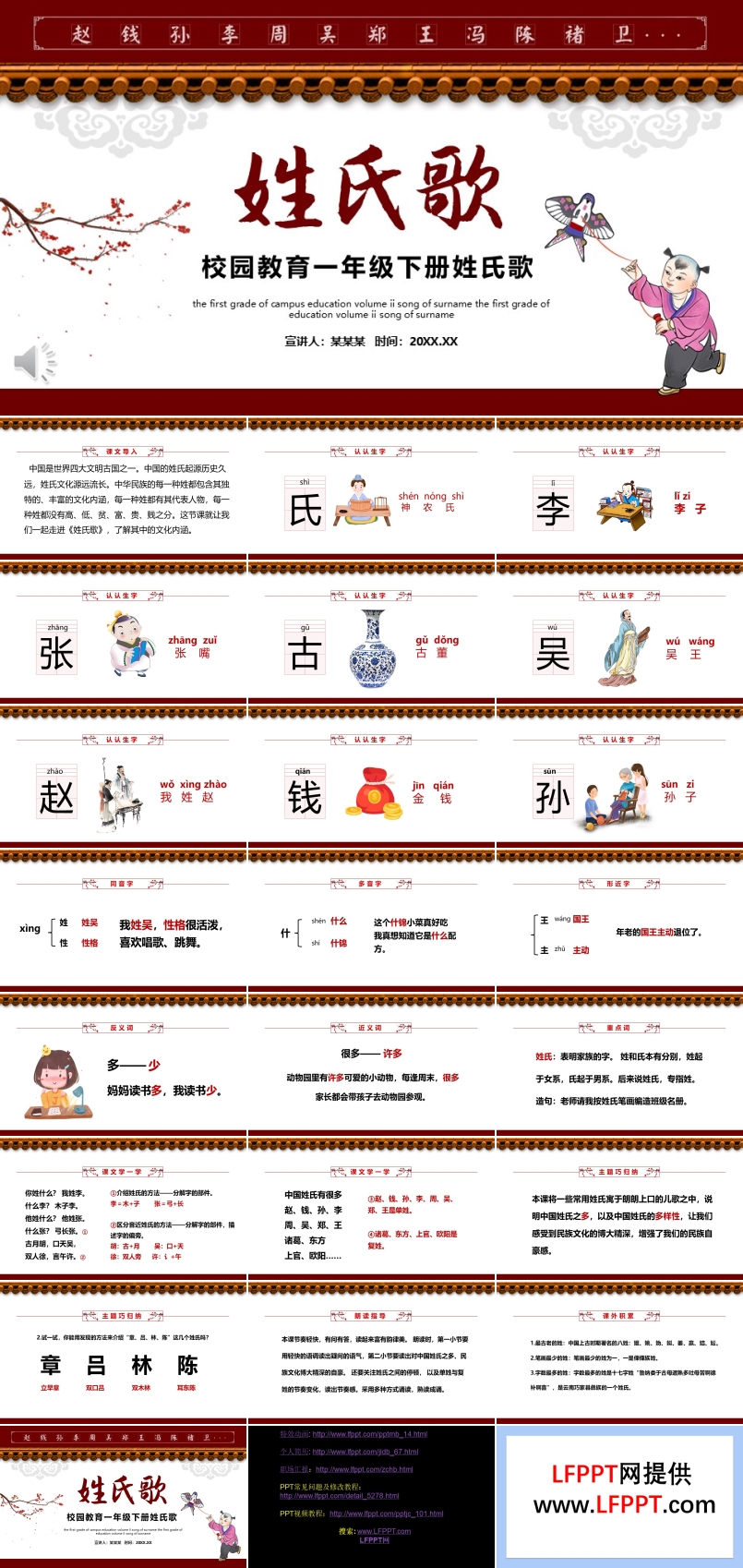 一年級(jí)下冊(cè)姓氏歌PPT課件