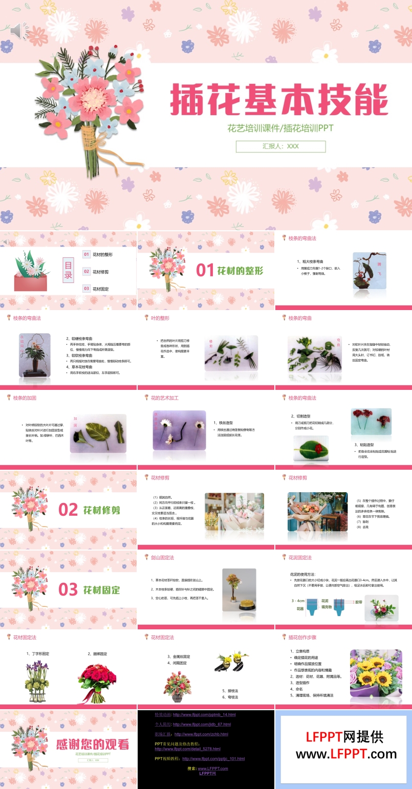 花藝培訓(xùn)插花基本技能PPT模板