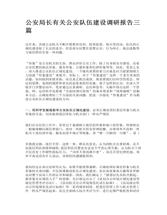 公安局長有關(guān)公安隊(duì)伍建設(shè)調(diào)研報(bào)告三篇