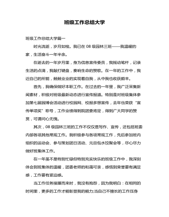 班級工作總結(jié)大學(xué)