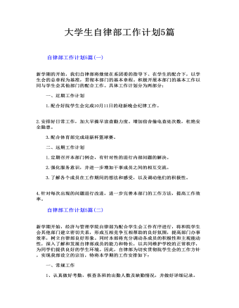 大學(xué)生自律部工作計劃5篇
