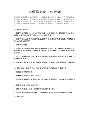 大學(xué)信息部工作計劃