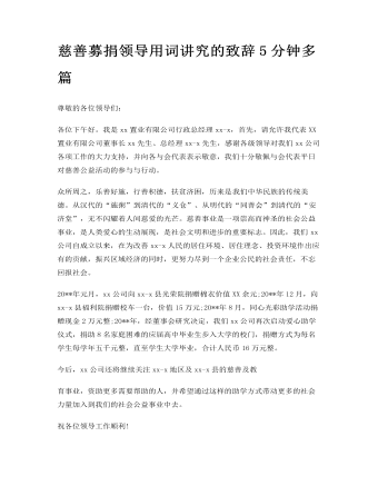慈善募捐領導用詞講究的致辭5分鐘多篇
