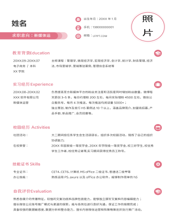 紅色新媒體運營簡歷