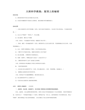 大班科學(xué)教案：屋頂上的秘密