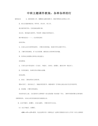 中班主題課件教案：各種各樣的燈