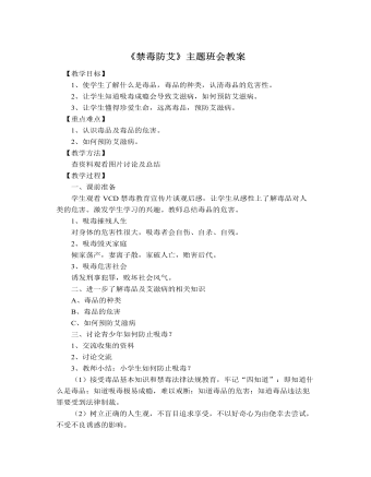 《禁毒防艾》主題班會(huì)教案