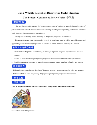 新人教版高中英語(yǔ)必修2Unit 2 Wildlife Protection-Discovering Useful Structure教案一