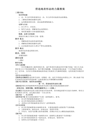 人教版高中地理必修1營(yíng)造地表形態(tài)的力量教案