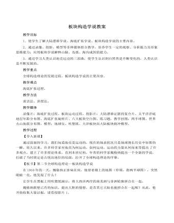 人教版高中地理選修1板塊構(gòu)造學(xué)說教案