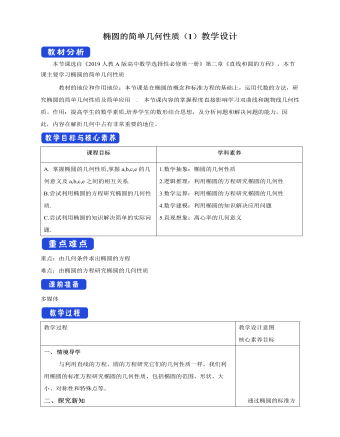 橢圓的簡單幾何性質(zhì)（1）教學(xué)設(shè)計(jì)人教A版高中數(shù)學(xué)選擇性必修第一冊