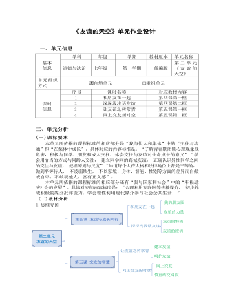 初中道德與法治七年級(jí)上冊(cè)友誼的天空10作業(yè)設(shè)計(jì)